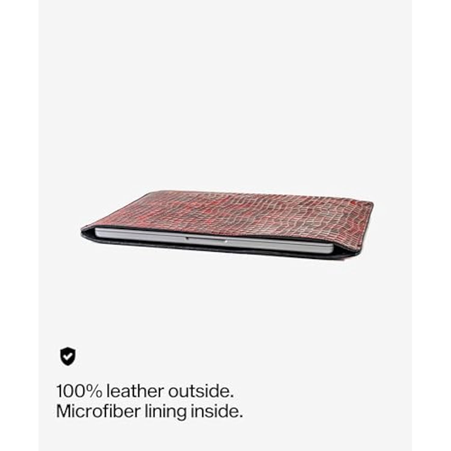 13 Inch Laptop Sleeve Compatible With Macbook Pro & Macbook Air, Premium Leather, Hand-Made, Wildlife Edition , Crocodile Red.