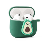 Silicone Case for AirPods 4 Earbuds 2024 Charging Shockproof Protective Headphones Cover with Cartoon Doll Anti-Lost Lanyard for Men Women Teens Avocado Design
