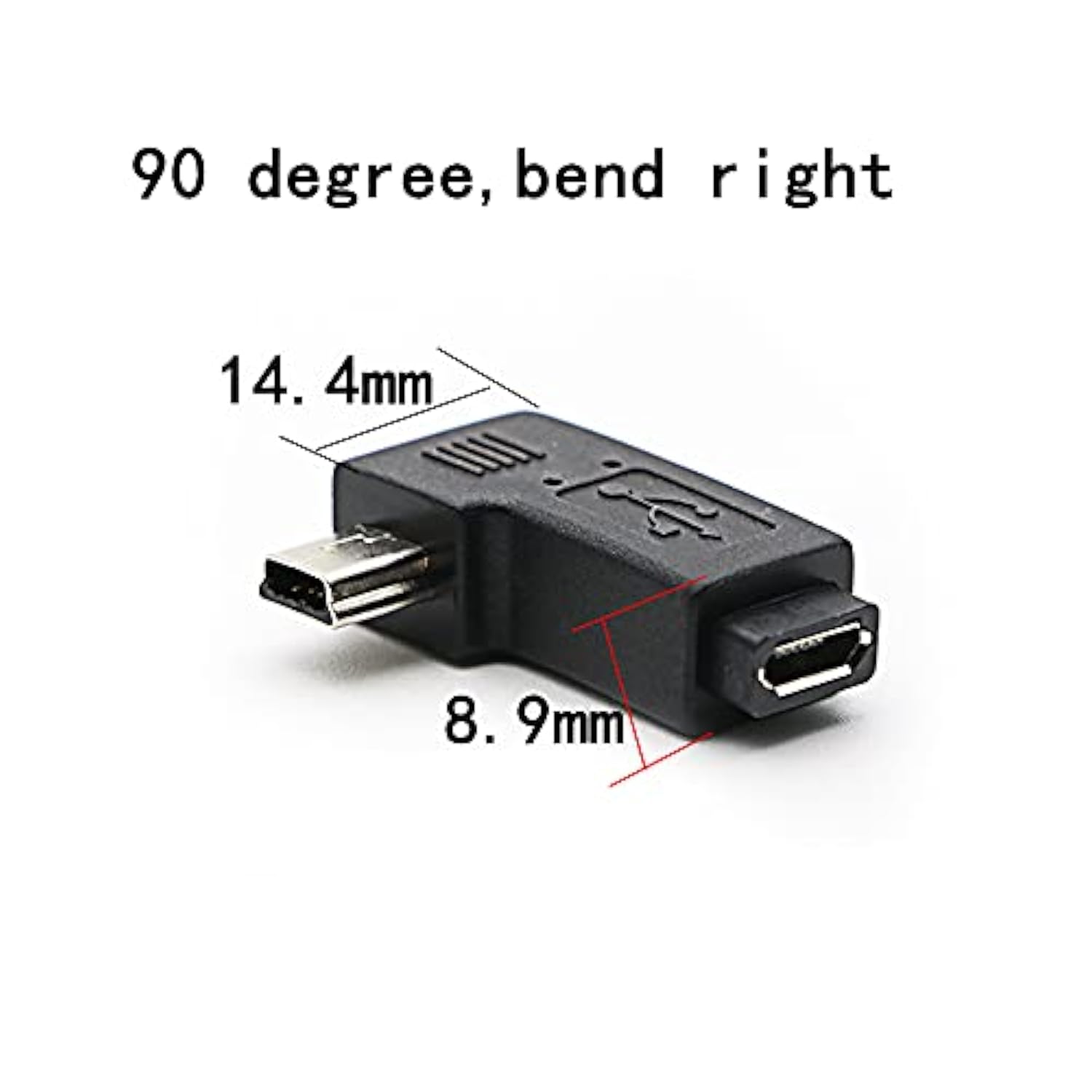 Mini Usb To Micro Usb Adapter, Usb 2.0 Adapter Plug, 90 Degree Left And Right