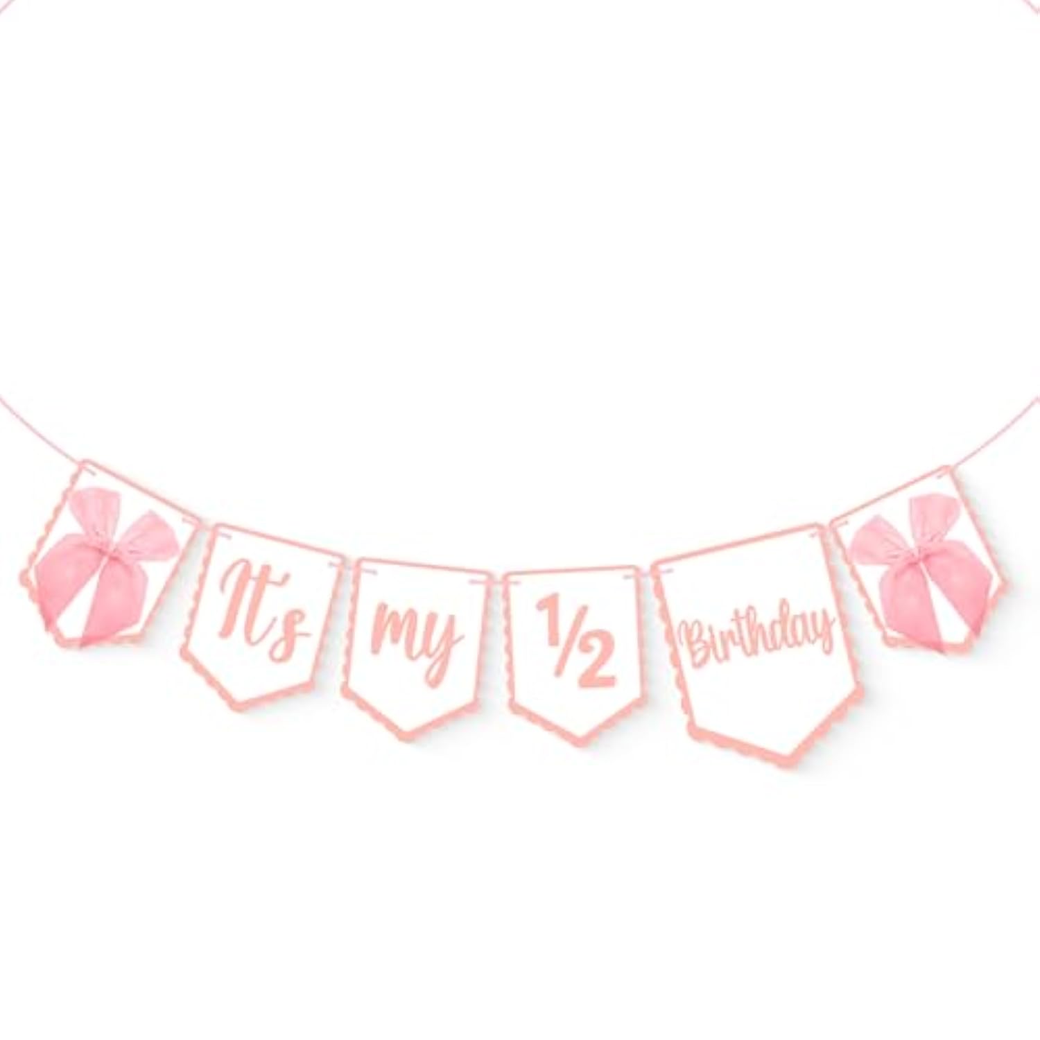 It'S My 1/2 Birthday Banner, Sweet Half Birthday Banner For Little Princess Pink Party, Pink Bow Decorations For Six Months Girl
