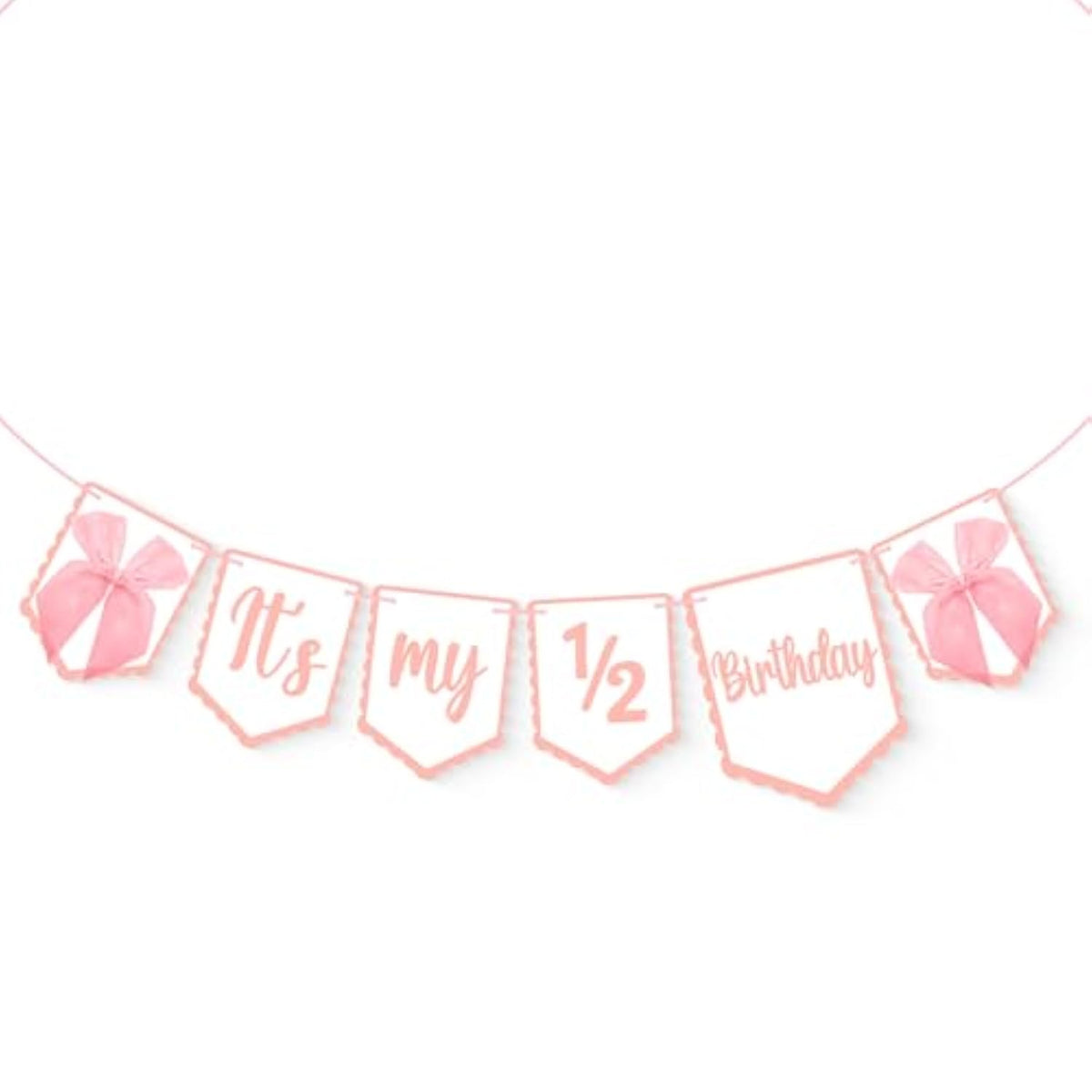 It'S My 1/2 Birthday Banner, Sweet Half Birthday Banner For Little Princess Pink Party, Pink Bow Decorations For Six Months Girl