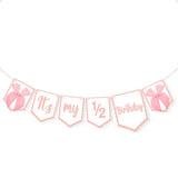 It'S My 1/2 Birthday Banner, Sweet Half Birthday Banner For Little Princess Pink Party, Pink Bow Decorations For Six Months Girl