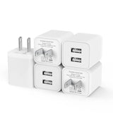5Pack Usb Wall Charger, 2.4A Dual Usb Port Cube Power Plug Adapter Fast Phone Charger Block Charging Box Brick For Iphone 15/15 Pro/15 Pro Max/14, Samsung Galaxy, Pixel, Lg, Android-White