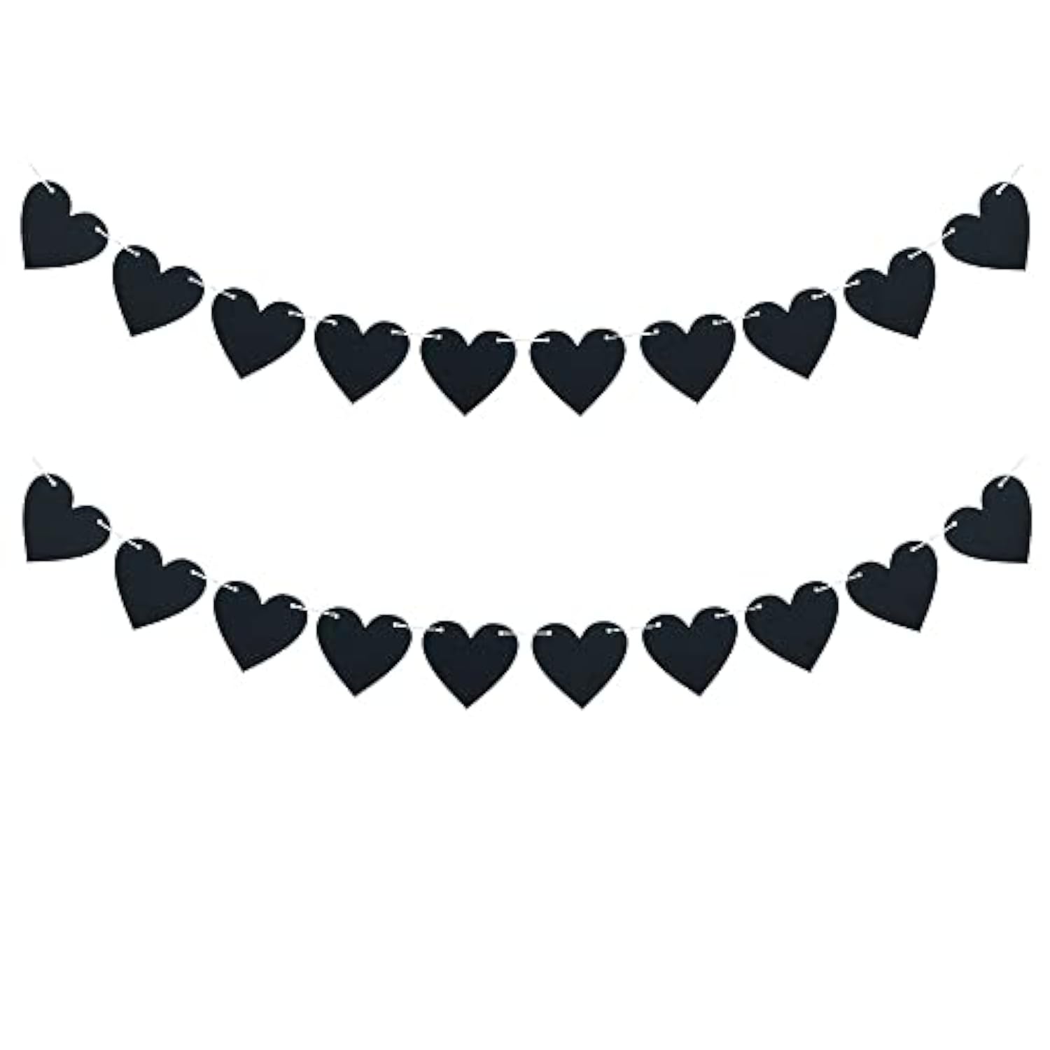 2 Pack Black Felt Heart Garland Banner For Valentines Banner Gothic De