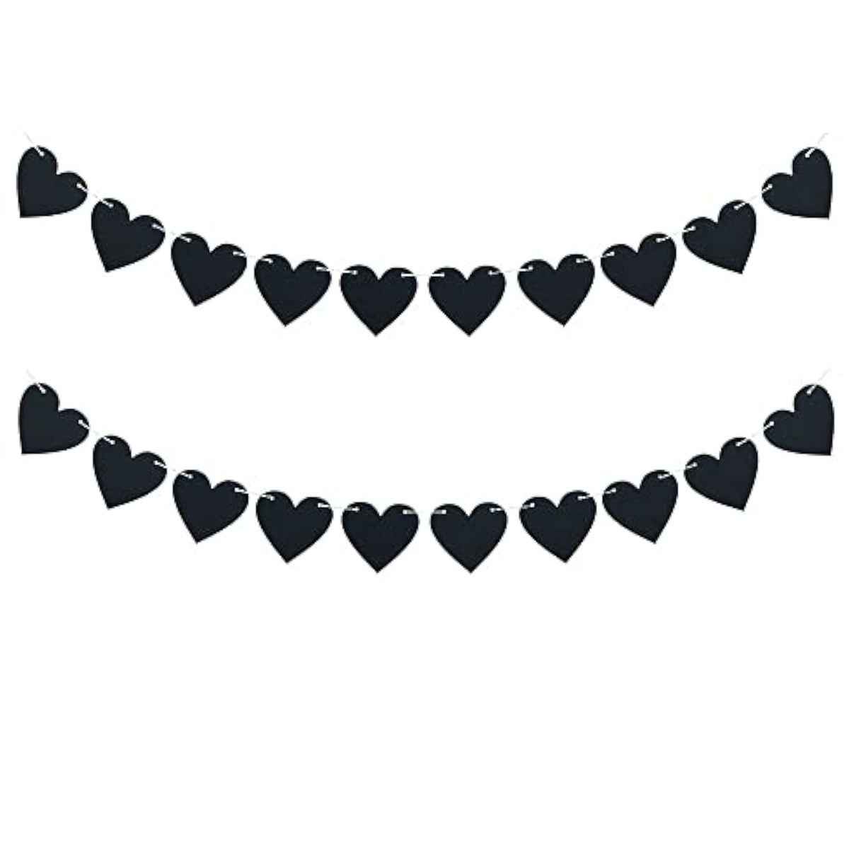 2 Pack Black Felt Heart Garland Banner For Valentines Banner Gothic De