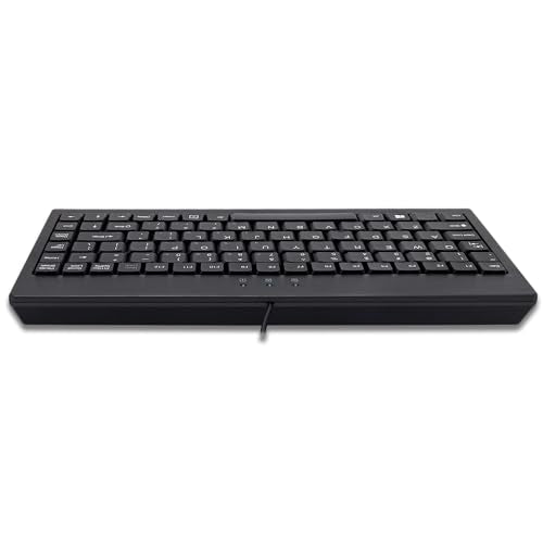 Akb-110B Mini Keyboard - Compact 87-Key Membrane Keyboard With Led Indicators And Space-Saving Design - Usb/Ps2 Connection - Compatible With Windows Os (Black)