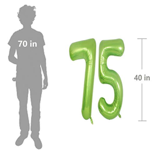 Green Foil 40 In 75 Helium Jumbo Number Balloons, 75Th Birthday Decora
