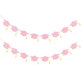 Graduation Decorations Class of 2026 Pink Graduation Cap Banner with Tassel Prestrung Glitter Congrats Grad Banner for Senior High School College Grad Party Decorations 2PC