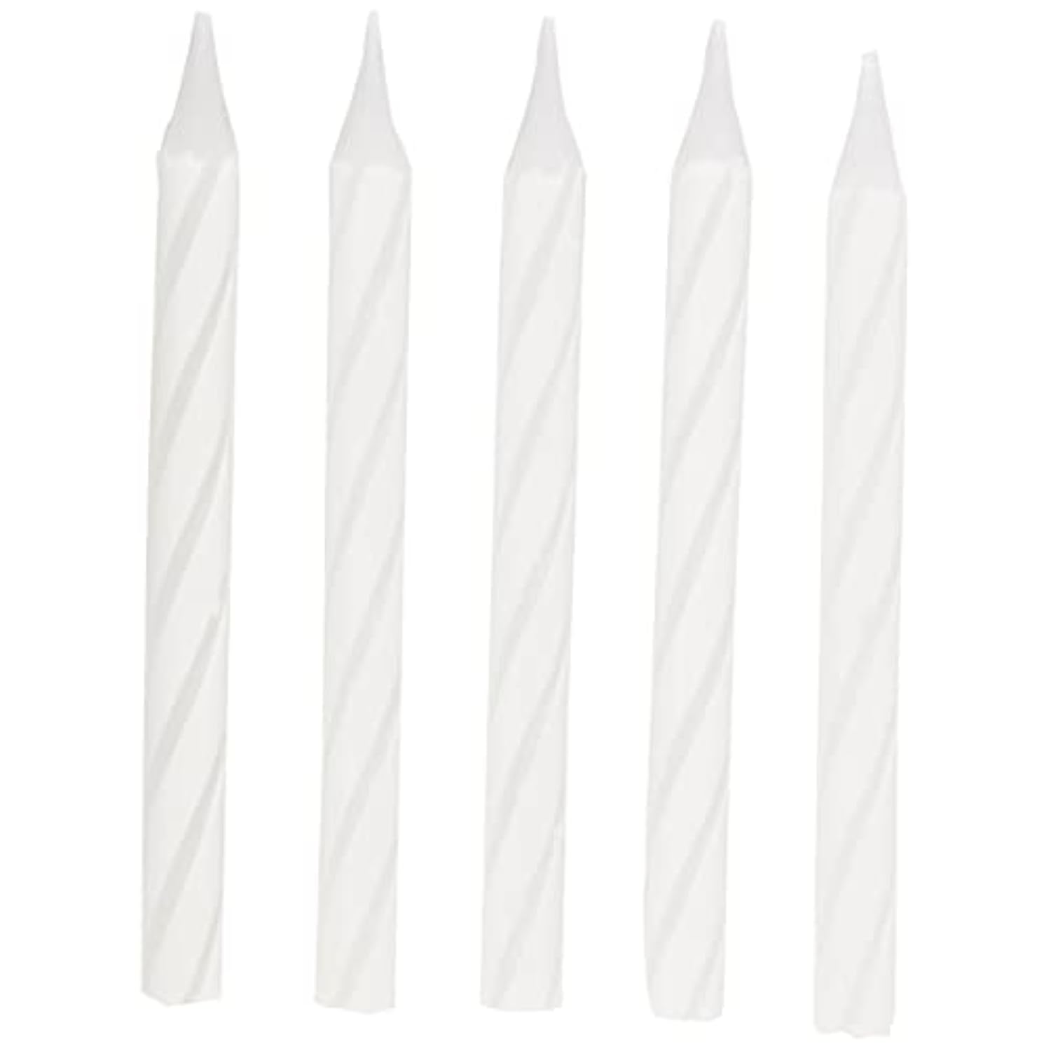 White Spiral Birthday Candles - 24 Count, 2.5'' - Festive Celebration Cake Toppers, Vibrant Party Decorations, Fun and Safe for All Ages