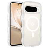 Magnetic For Google Pixel 10 Case Cute, Curly Wavy Pixel10 Case [Compatible With Magsafe], Anti-Slip Shockproof Matte Slim Women Girls Boys Phone Cover For Google 10 6.3", Clear White