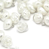 10Mm Rose Flower Pearl Buttons, White Faux Pearl Sewing Buttons, For C