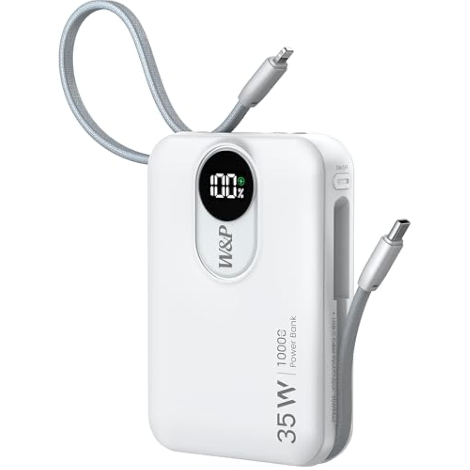 Portable Charger,10000Mah Power Bank With 2 Built-In Cables(Type-C&Lightning),4 Outputs,35W Fast Charging - Usb C External Battery Pack For Iphone 16 15 14, Android, Ipad,Mackbook Etc