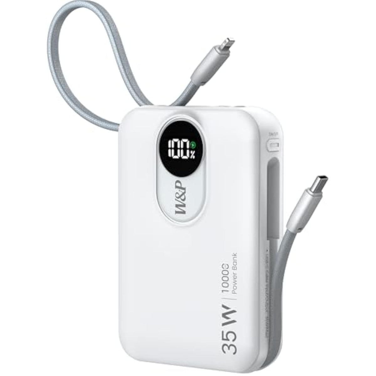 Portable Charger,10000Mah Power Bank With 2 Built-In Cables(Type-C&Lightning),4 Outputs,35W Fast Charging - Usb C External Battery Pack For Iphone 16 15 14, Android, Ipad,Mackbook Etc