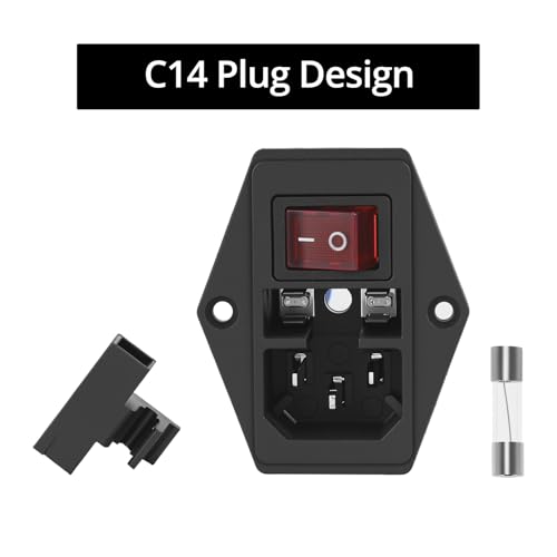 Rocker Switch Power Socket, 2 Pack 15A 250V Rocker Switch On/Off Power Socket Inlet Module For 3D Printers Computers