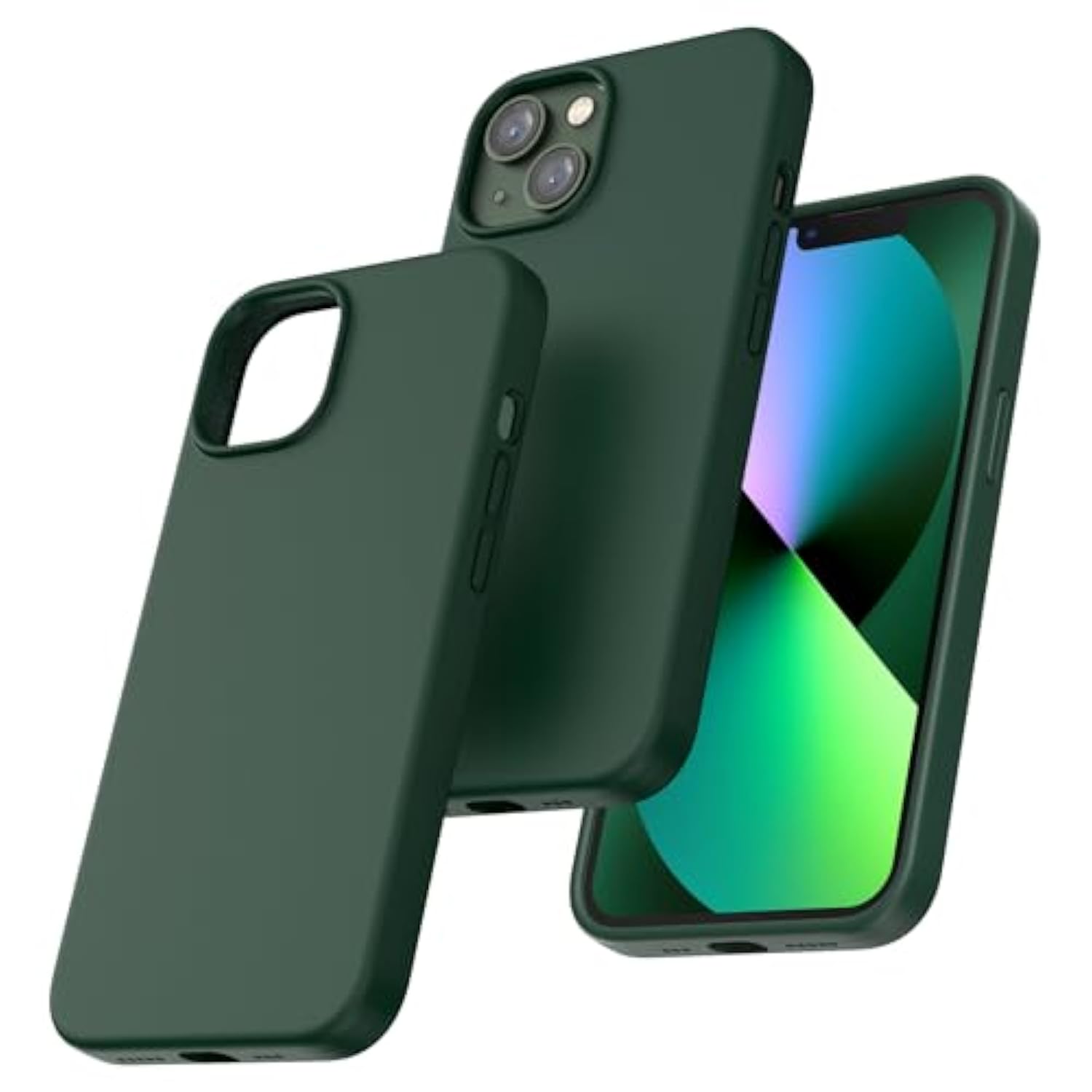 iPhone 13 Slim Silicone Case 6.1 Inch Anti-Slip Drop Protection Alpine Green