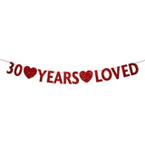 Gold 30 Year Loved Banner, Gold Glitter Happy 30Th Birthday Party Deco