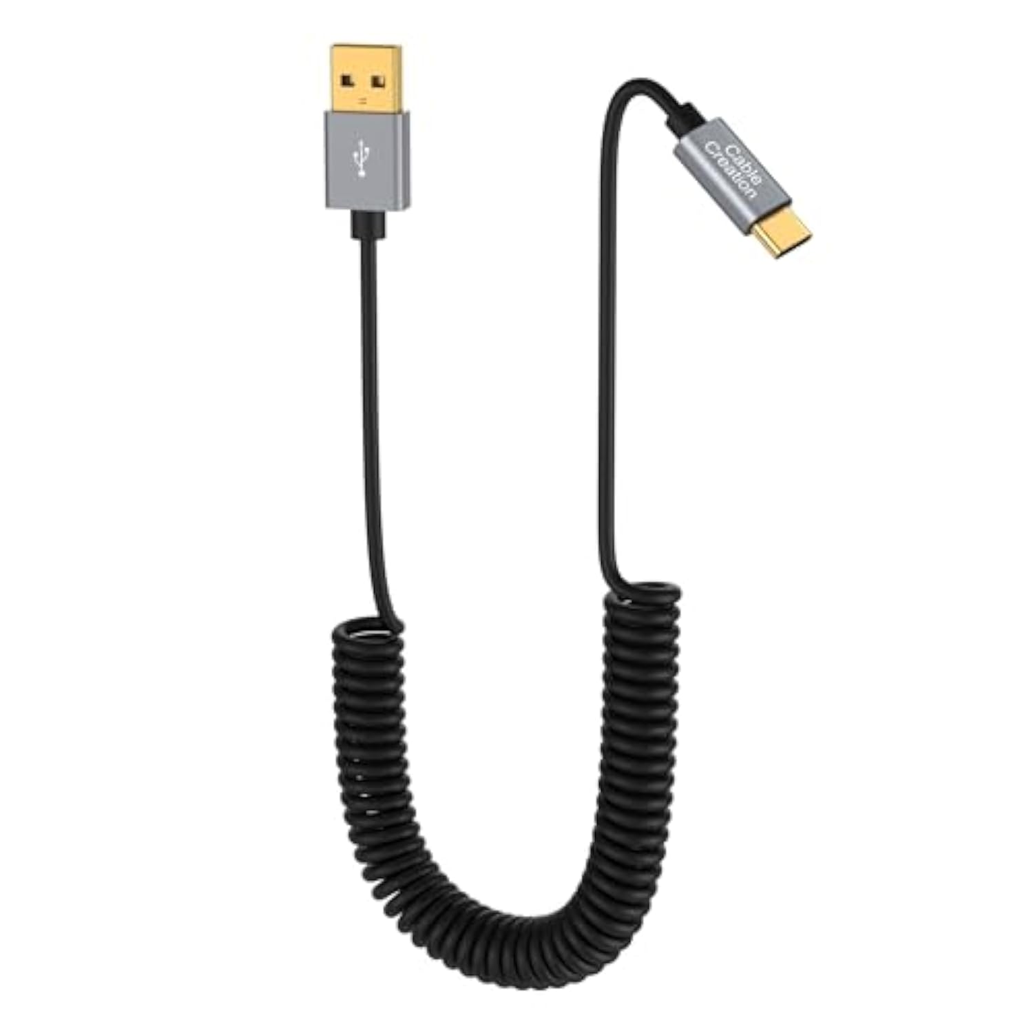 CableCreation [2-Pack] USB C to A Cable for Car, Coiled USB to USB C 3A Fast C