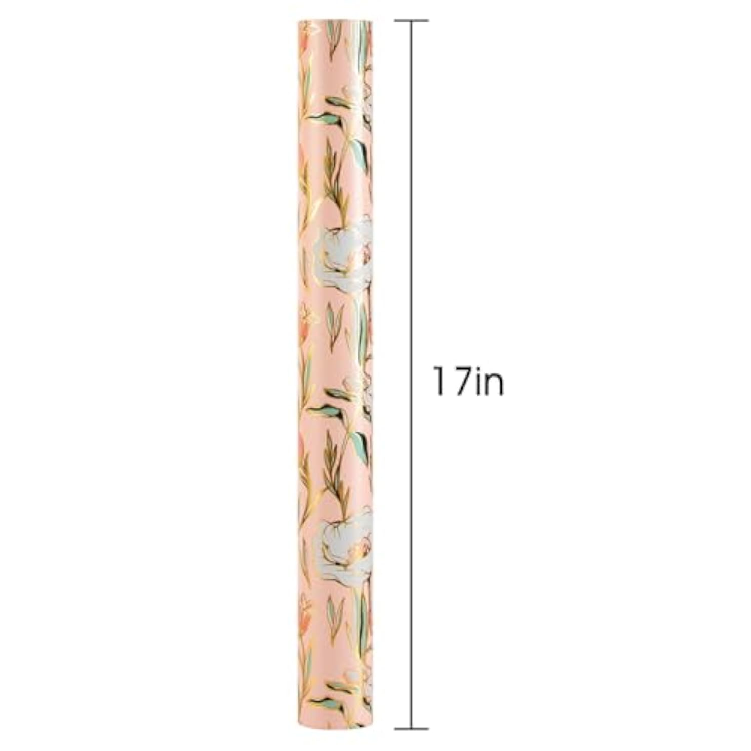 Pink Wedding Wrapping Paper Roll With Flower Patterns - 17 In X 32.8 Ft - 1 Roll (46.5 Sqft.Ttl.) Foil Floral Design Gift Wrap For Wedding, Valentines Day, Mothers Day, Birthday, Christmas