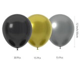 60pcs New Year Balloons 12inch Black Gold Silver Party Decor