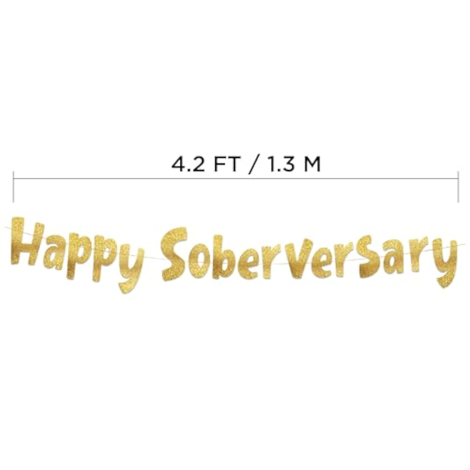 Happy Soberversary Gold Glitter Banner - Happy Sobriety Party Gifts, Decorations And Supplies