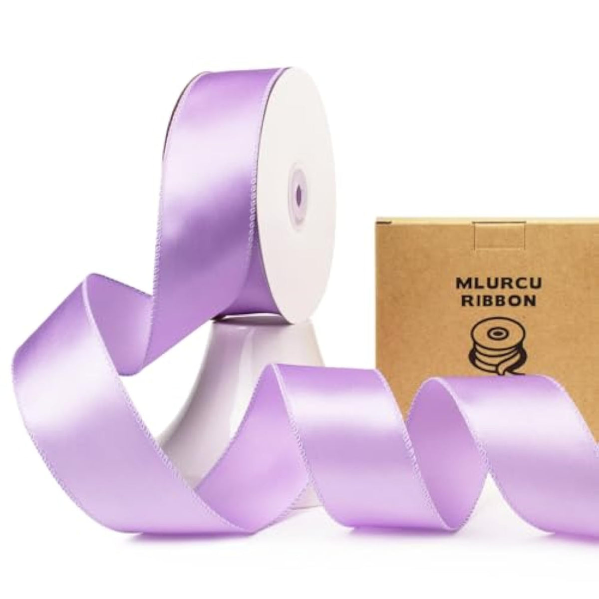 Light Purple Wired Satin Ribbon 1.5 Inch X 20 Yards Large Roll, Polyester Fabric, Lavender Lilac Wire Ribbon For Wreaths, Bows Making, Diy Crafts, Gift Wrapping, Christmas Tree, Front Door Decor