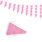 50 Feet 30 Pcs Solid Pink Pennant Banner Flags String Hanging Triangle Diy Flags, Bunting Streamers Decorations For Grand Opening, Birthday, Wedding, Party Celebration (Pink)