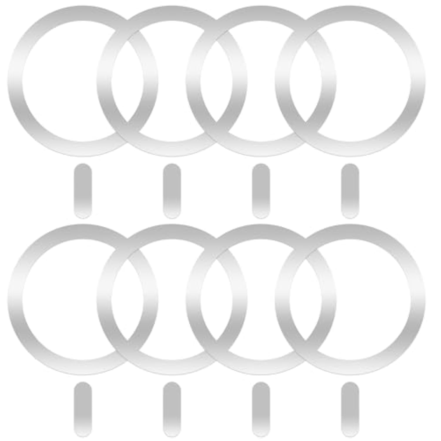 8 Pack Universal Metal Rings Sticker Compatible With Magsafe Magnetic Wireless Charger Iphone 16/15/14/13 Pro Max Mini, Ultra-Thin Car Charger Conversion Accessories (No Magnet), Silver