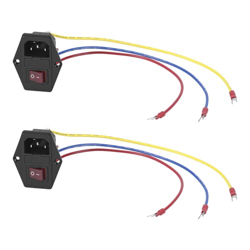 Rocker Switch Power Socket, 2 Pack 15A 250V Rocker Switch On/Off Power Socket Inlet Module For 3D Printers Computers