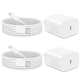 Iphone Charger Fast Charging, Mfi Certified, 20W Usb C Block With 6Ft Lightning Cable For Iphone 14/13/12/11/Xs/8, Ipad And More [2 Pack]