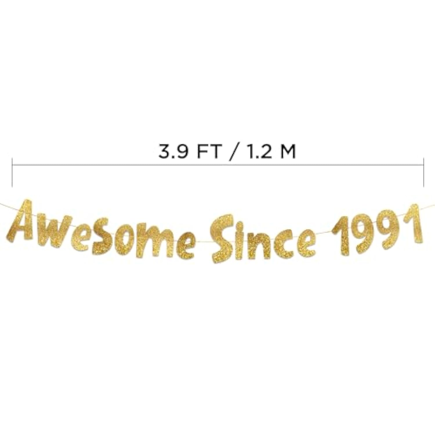 Awesome Since 1991 Gold Glitter Banner - 34Th Birthday And Anniversary Party Decorations