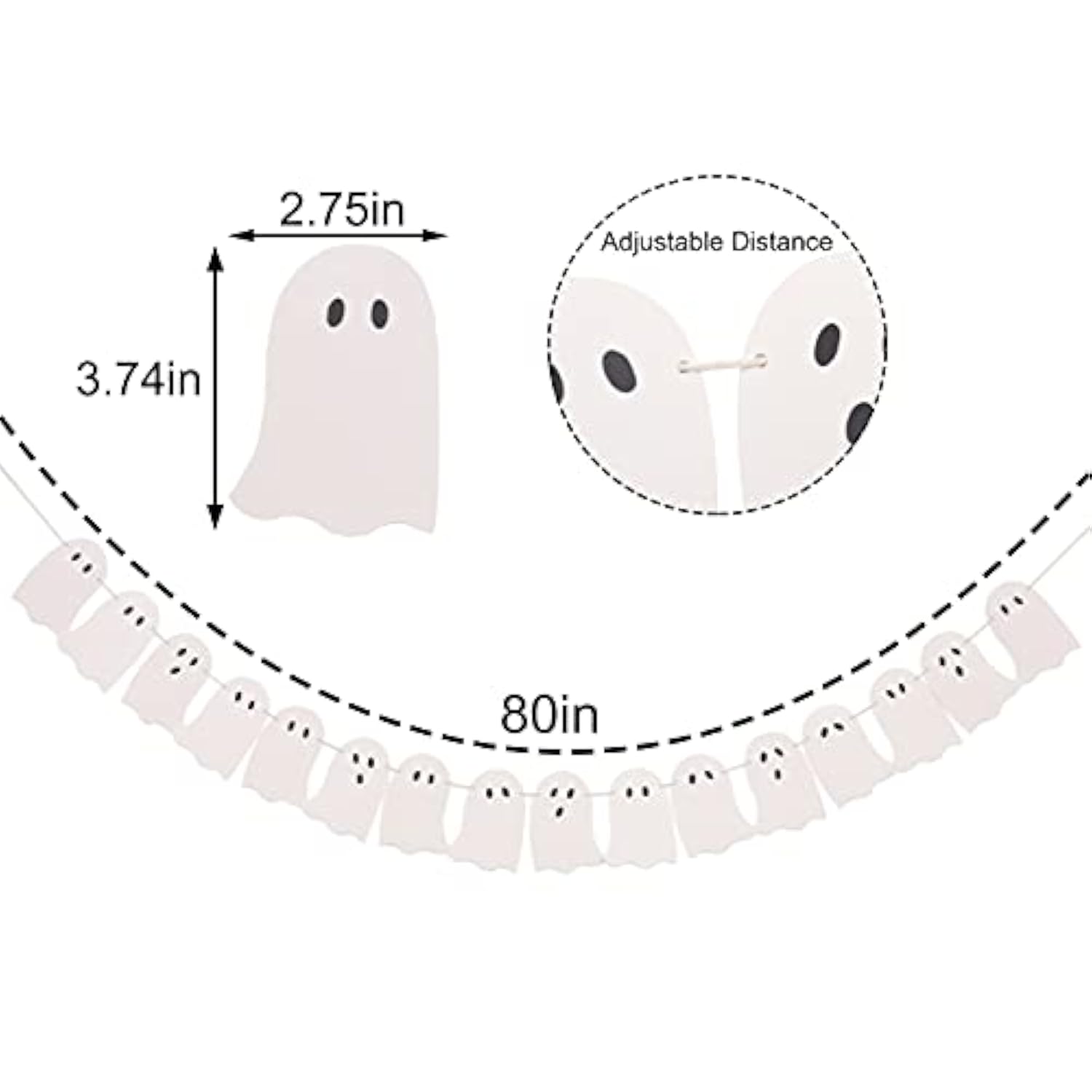 Halloween Ghost Garland 16pcs Scary Banner for Indoor Haunted House Party Decorations