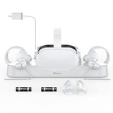 Charging Dock Compatible For Quest 2, Vr Controller And Headset Charge Simultaneously, [Updated Support Elite Strap With Battery] (With 2 Rechargeable Batteries)