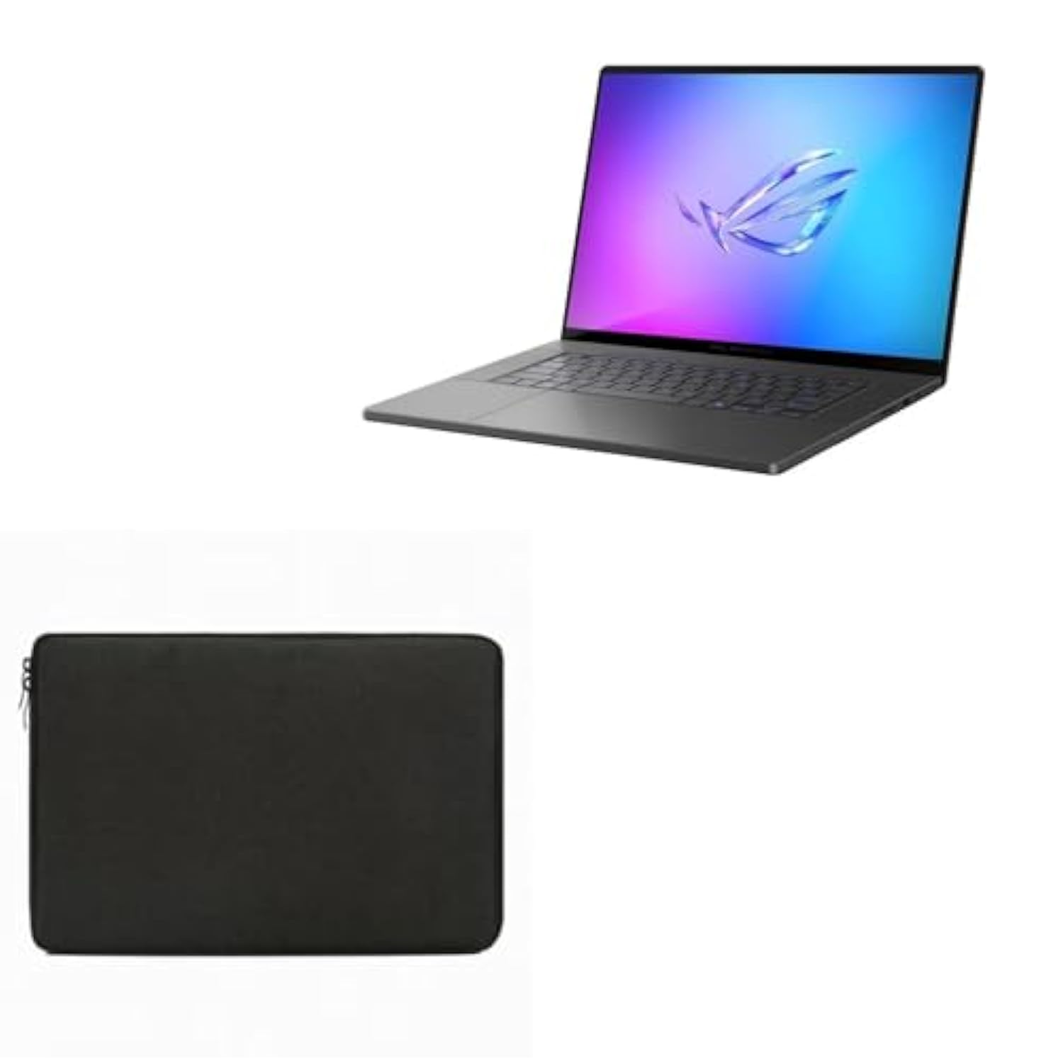 BoxWave Case Compatible with ASUS ROG Zephyrus G16 GU605 (2025) - QuickZip PlushSuit, Dual Zipper Sleeve Pouch Case with Soft Interior - Jet Black