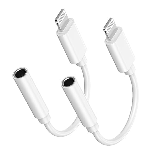 [ MFi Certified]  Lightning to 3.5 mm Headphone Jack Adapter, 2 Pack iPhone 3.5mm Aux Audio Adapter Converter Cable Dongle Compatible with