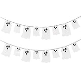 2 Pack White Glitter Halloween Ghost Garland Banner Indoor Haunted Mansion Decor