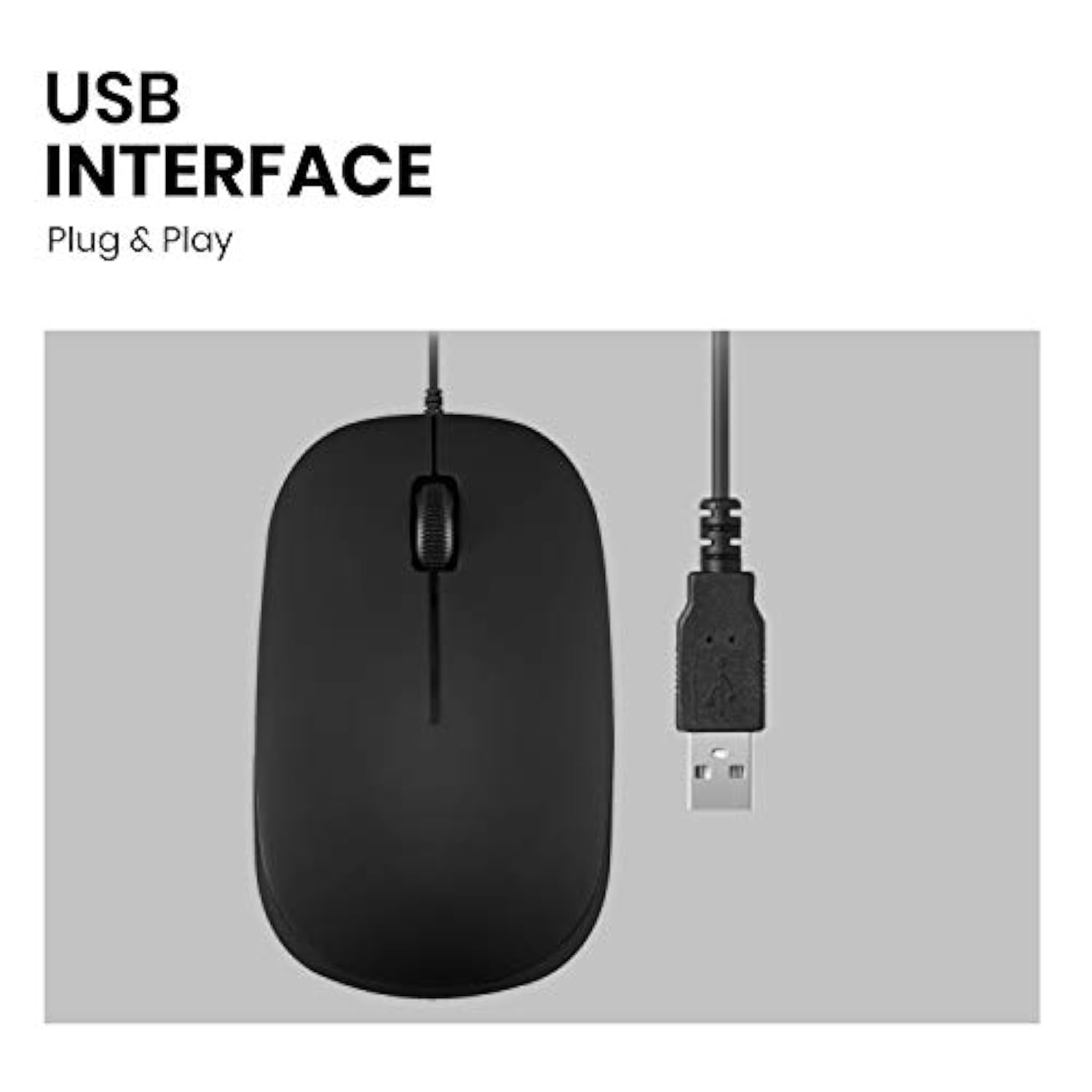 Perixx PERIMICE-201U B, Wired USB Optical Mouse, 3 Buttons - 1000dpi - USB - 1.5m Cable - Black