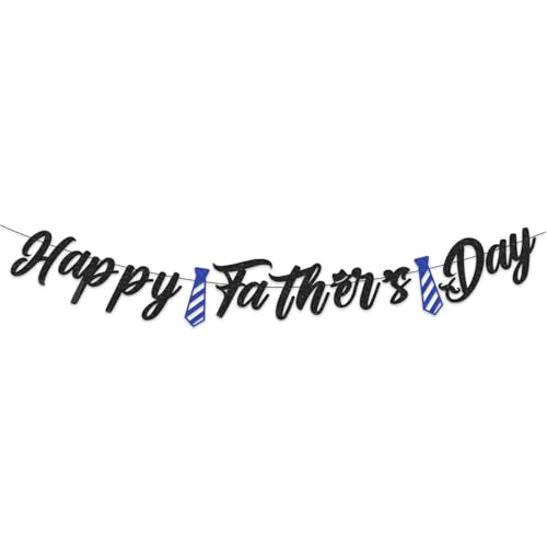 Happy Fathers Day Banner - Glitter Father's Day Decor Sign Banner Backdrop Background for Party - Fathers Day Decorations Party Theme Event Celebration Supplies