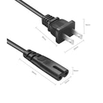 Universal 2-Prong Ac Power Cord To 2-Slot Mini Fridge Replacement Cable 6 Feet