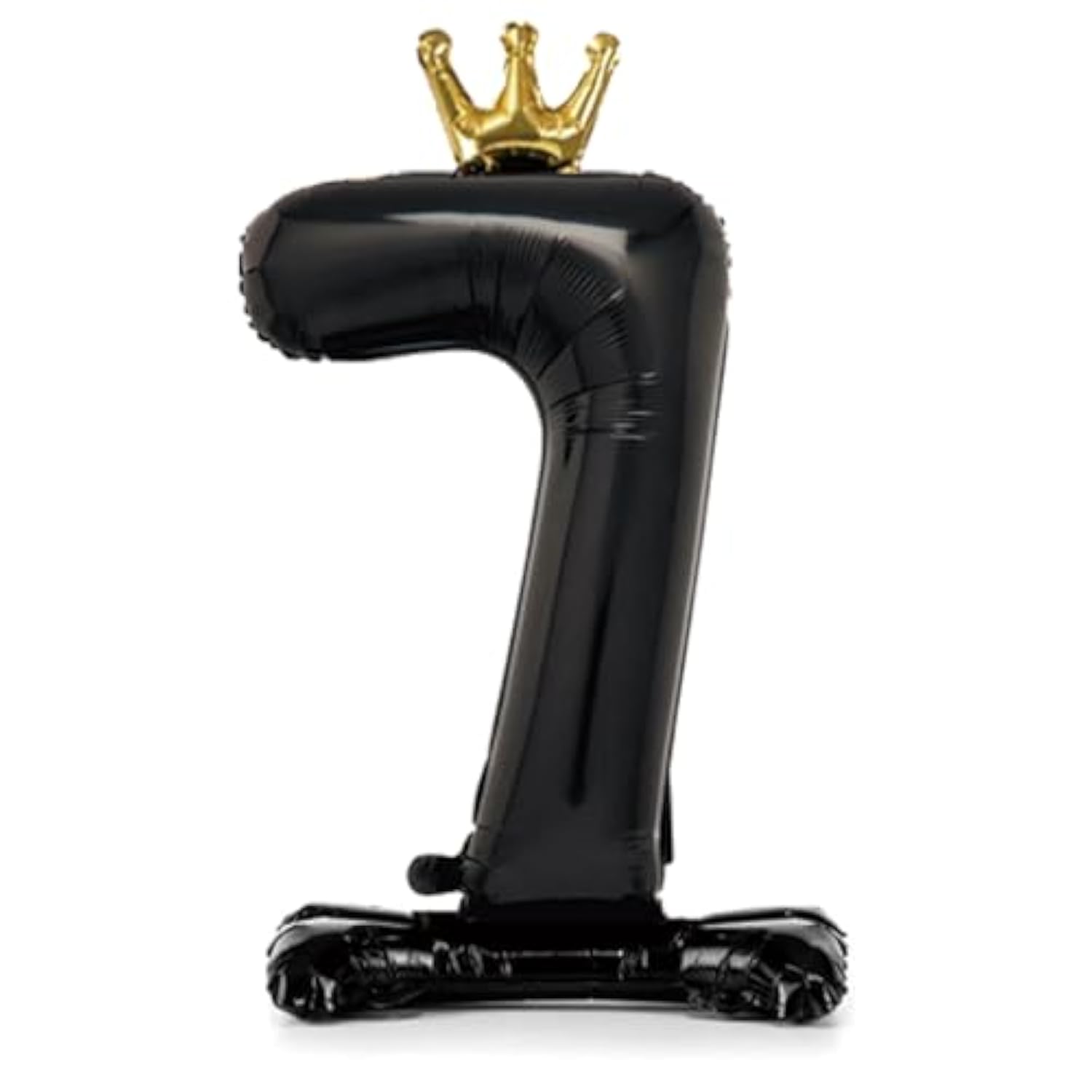 42-Inch Black Number 7 Foil Balloon with Crown for Birthday and Anniversary