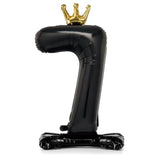 42-Inch Black Number 7 Foil Balloon with Crown for Birthday and Anniversary