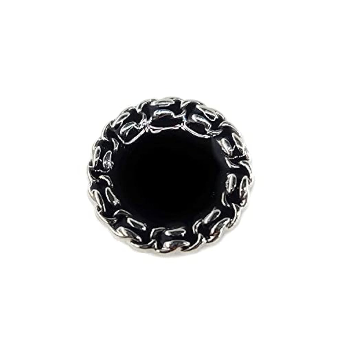 Classic Silver Metal Base Black Enamel Sewing Shank Buttons 20 Pcs - 1