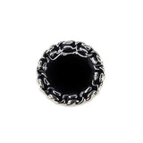 Classic Silver Metal Base Black Enamel Sewing Shank Buttons 20 Pcs - 1