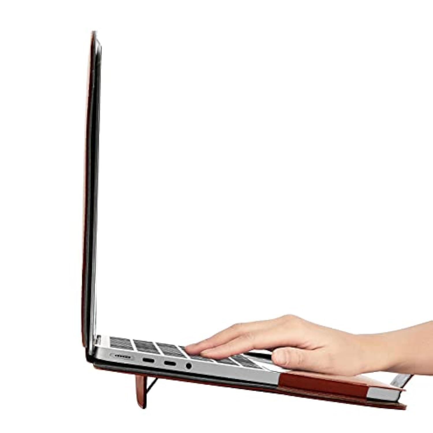 MOSISO Compatible with MacBook Pro 14 inch Case 2024 2023 2022 2021 M4 A3112 A3185 A3401 M3 A2918 A2992 M2 A2779 M1 A2442,PU Leather Folio Protective Stand Cover Sleeve with Keyboard Cover,Brown