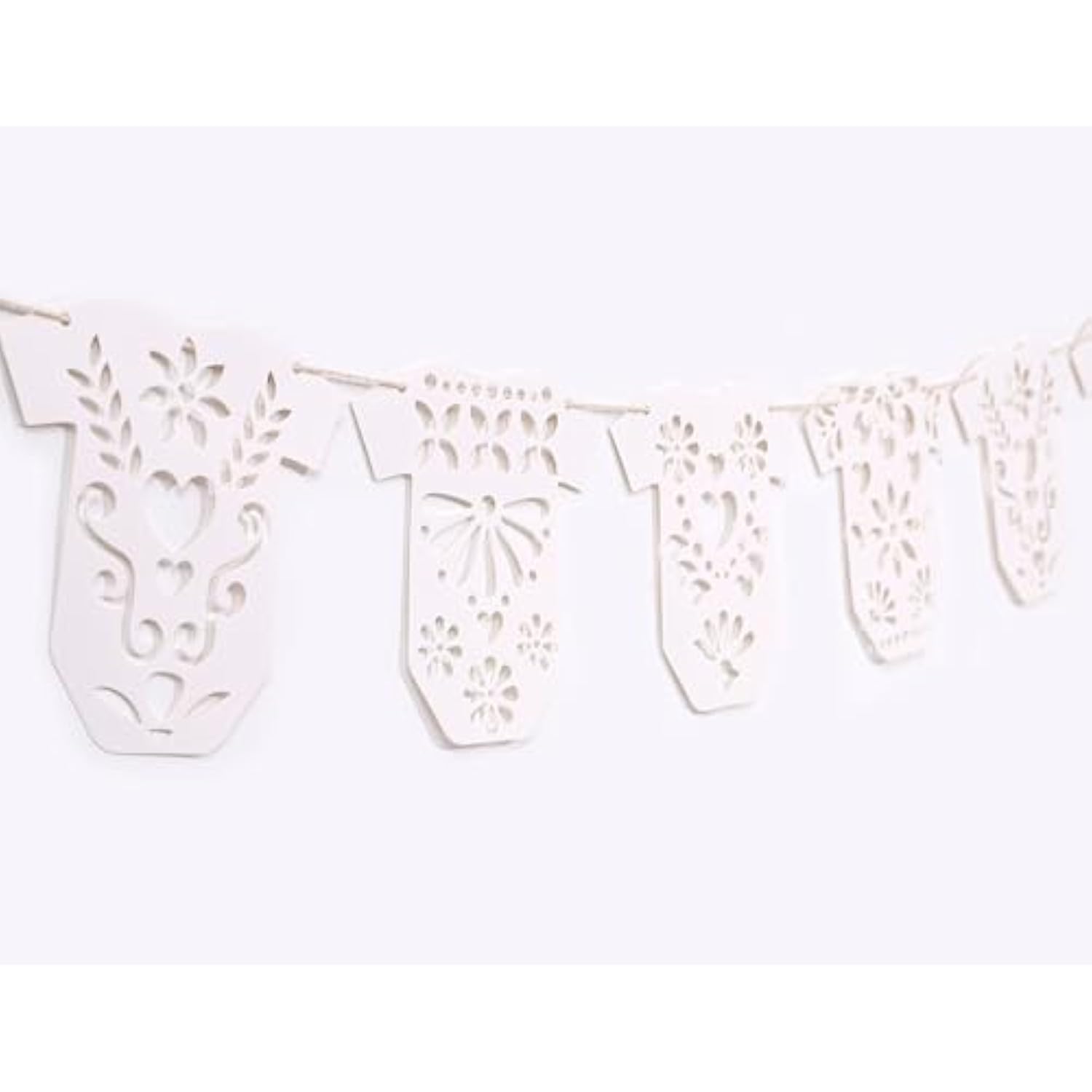 Papel Picado Baby Shower Garland, Lace Onesie Fiesta Banner Party Decor