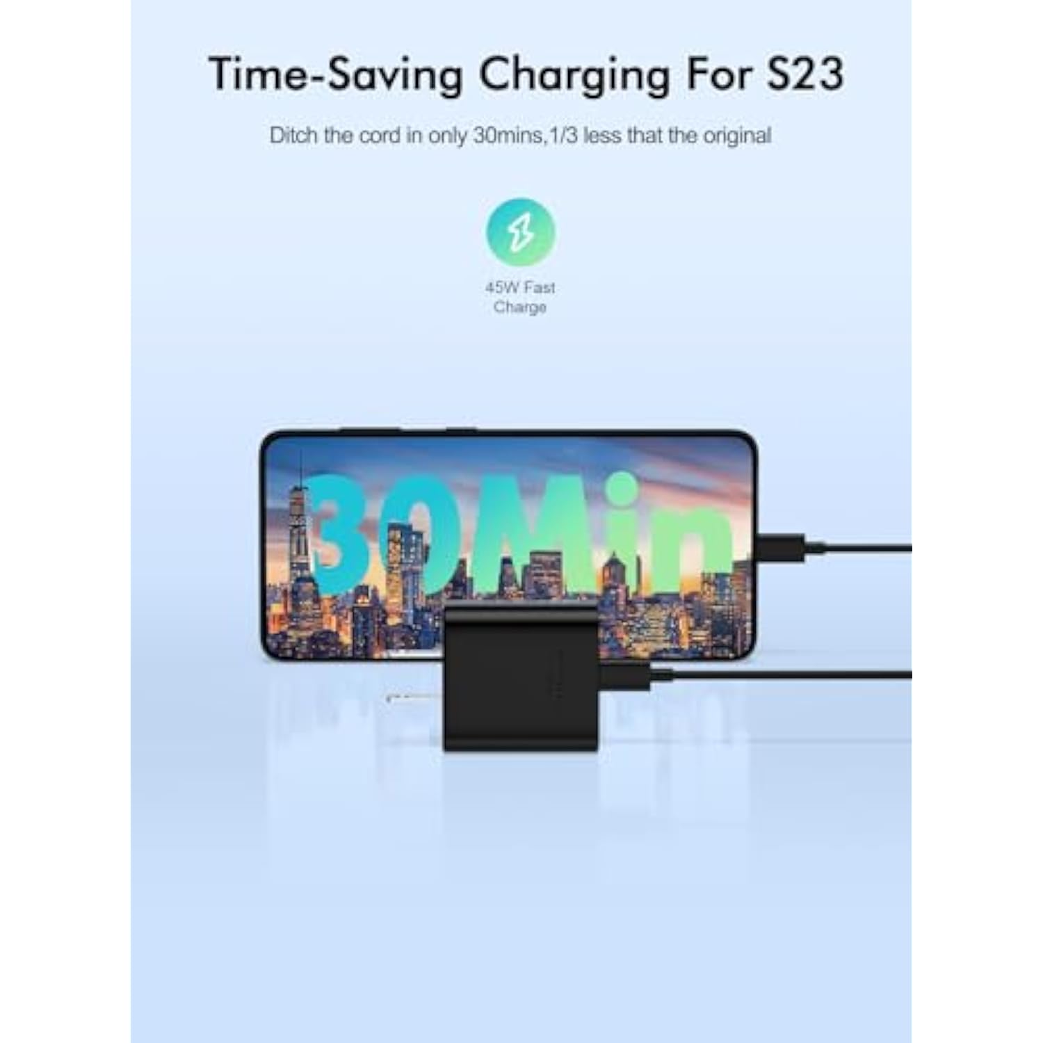 [2 Pack] 45W Usb C Super Fast Charger - For Samsung Galaxy S23/S23+/S22/S22+/S22 Ultra/S21 Ultra/S21/S21 Plus/S20 Ultra/S20/S20+/Note 20/10/S10/S9/S8 And More,Pps Charger(6Ft Cable Included)