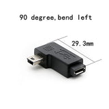Mini Usb To Micro Usb Adapter, Usb 2.0 Adapter Plug, 90 Degree Left And Right