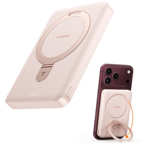 EasyGo 10000mAh Magnetic Portable Charger Power Bank for iPhone, Fast Charging Travel Essential Wireless Battery Pack with Stand Compatible with