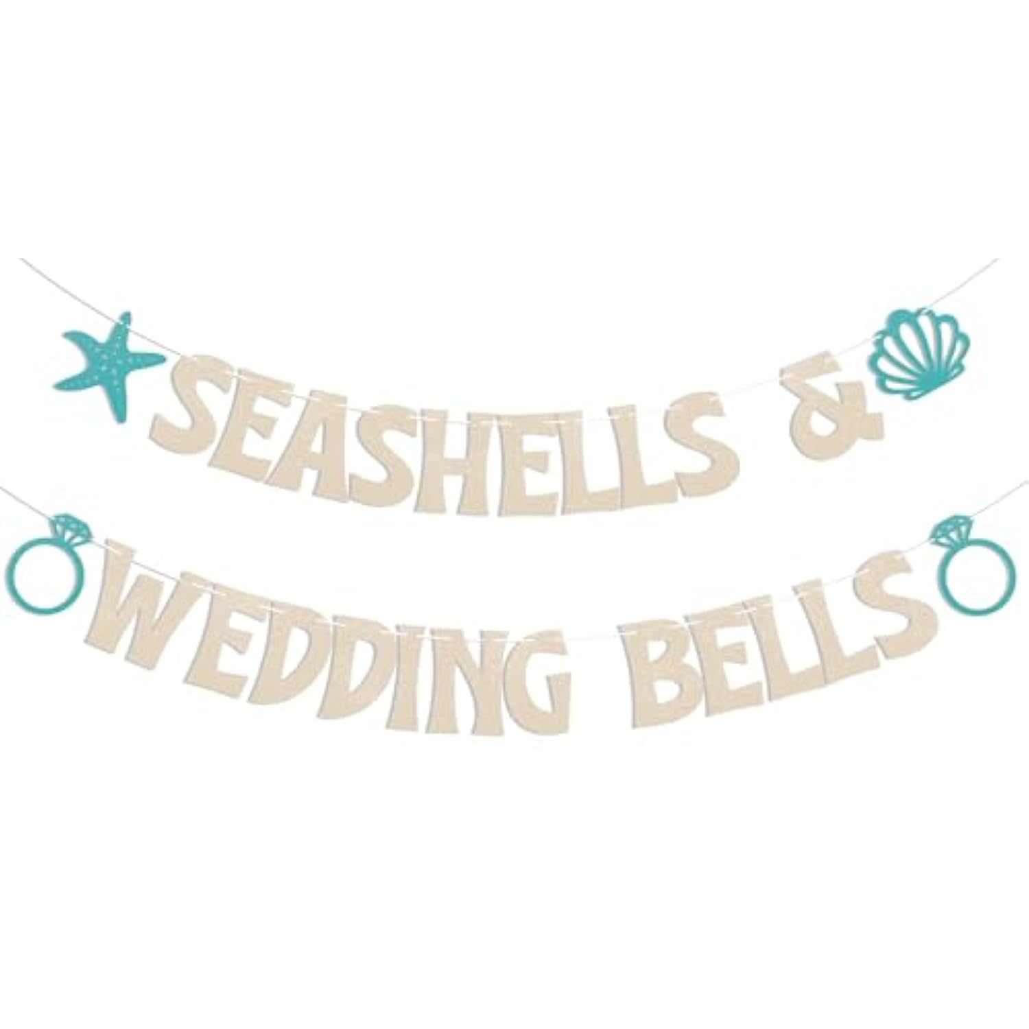 Seashells and Wedding Bells Beach Bachelorette Banner Coastal Bridal Shower Decor