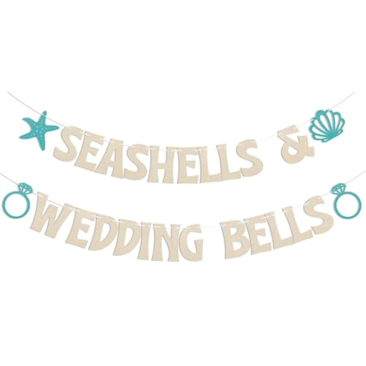 Seashells and Wedding Bells Beach Bachelorette Banner Coastal Bridal Shower Decor