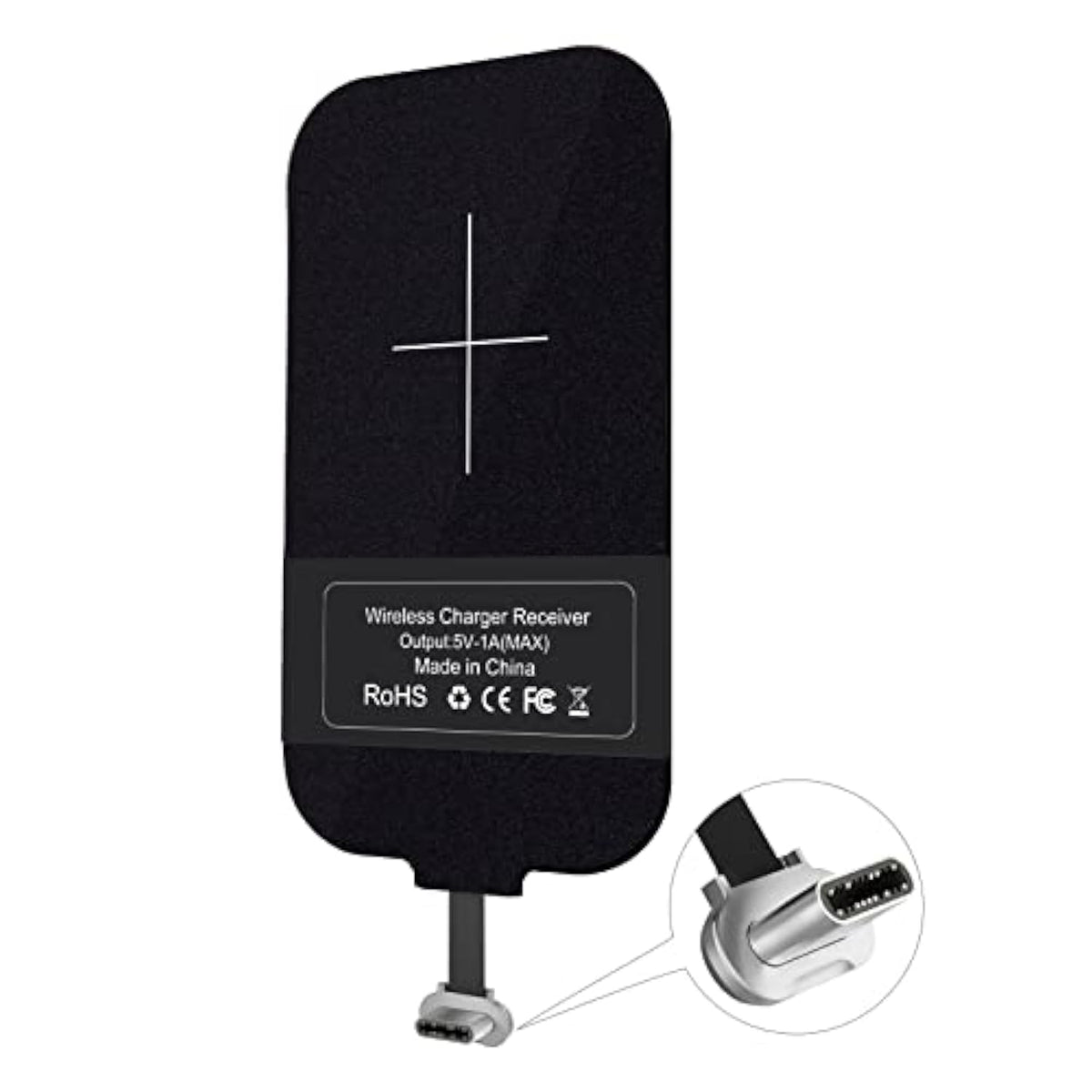 Qi Receiver Usb C, Thin Wireless Charging Receiver, Type C Wireless Charger Receiver For Galaxy A51/A20E/A20, Pixel 2 And Other Type-C Android Cell Phones(Short Version)